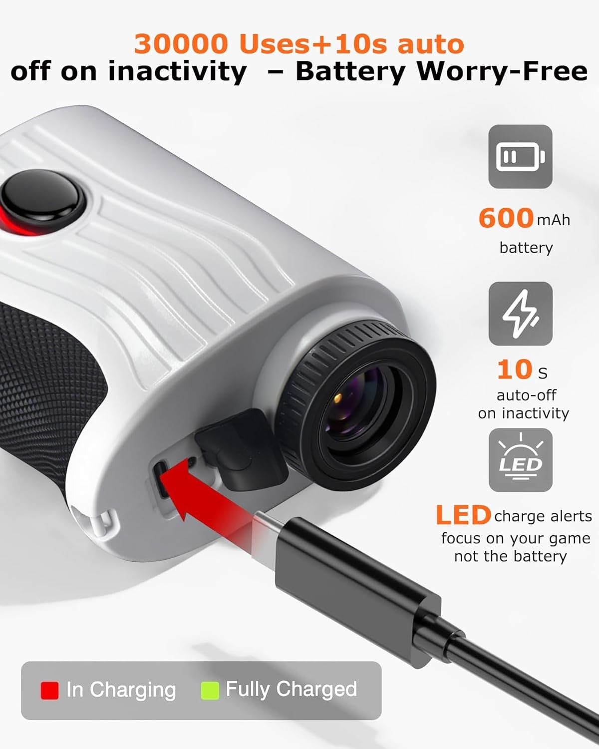 Golf Laser Rangefinder 1200 Yards Slope Flag Lock Vibration 7X Rechargeable
