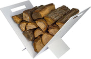 Triangular Steel Firewood Basket for Wood Stove | Modern Indoor Log Holder