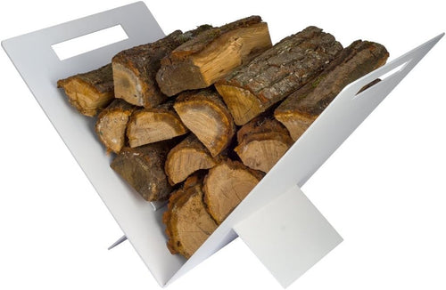 Triangular Steel Firewood Basket for Wood Stove | Modern Indoor Log Holder