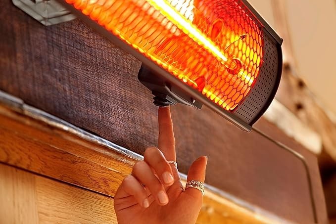 Outdoor Patio Heater 2kW Wall Mounted IP65 Weatherproof Fast Heating Compact
