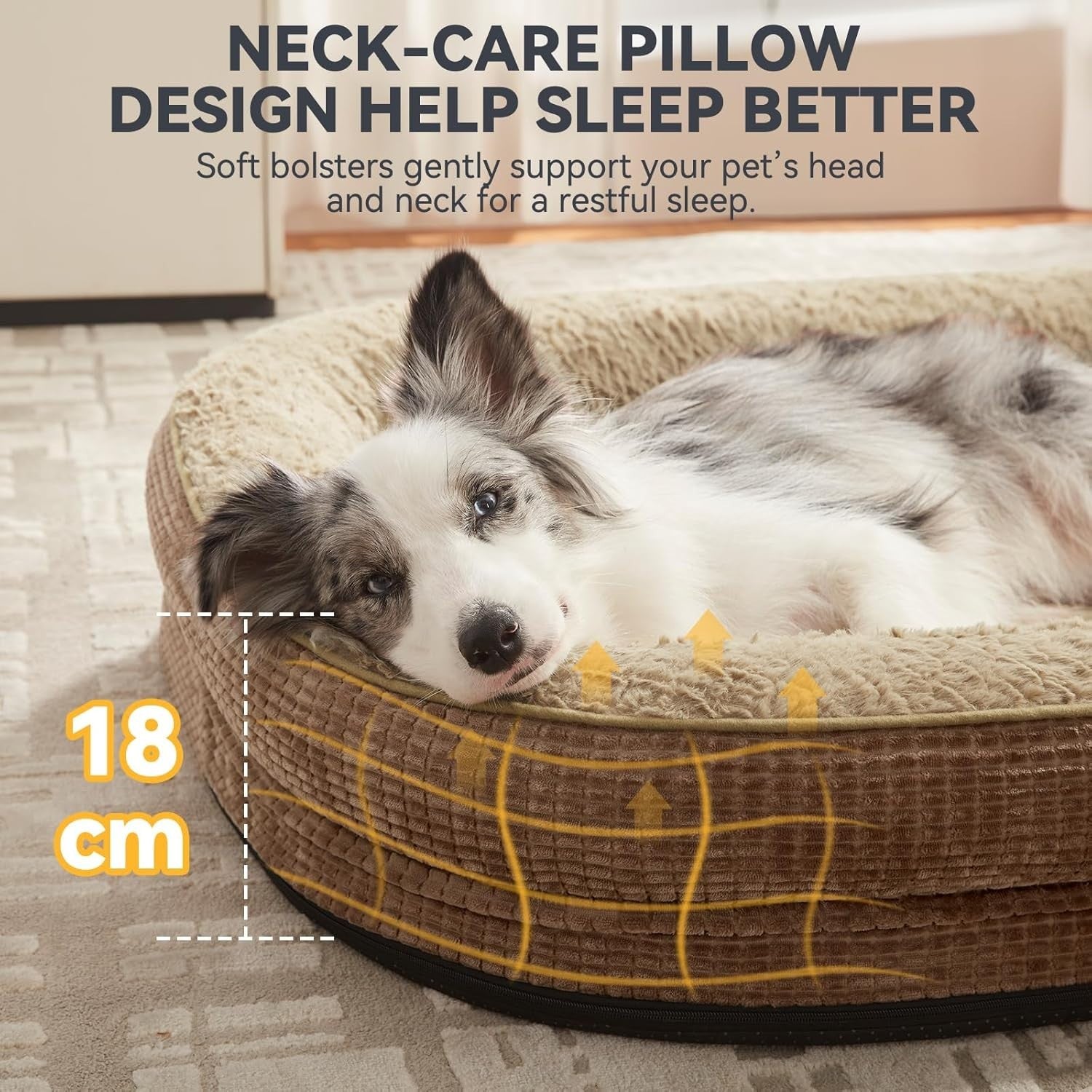 XL Orthopedic Dog Bed 107x81x19cm Memory Foam Washable Brown