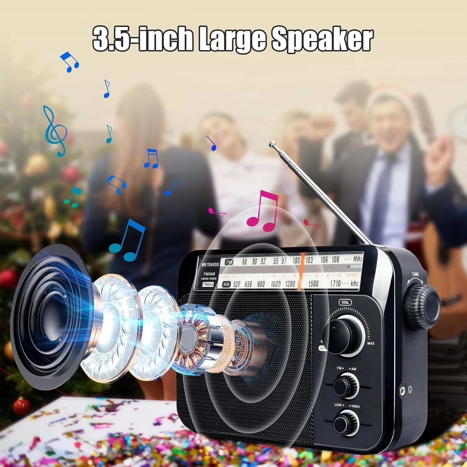 Portable AM FM Radio Battery & Mains Large Speaker