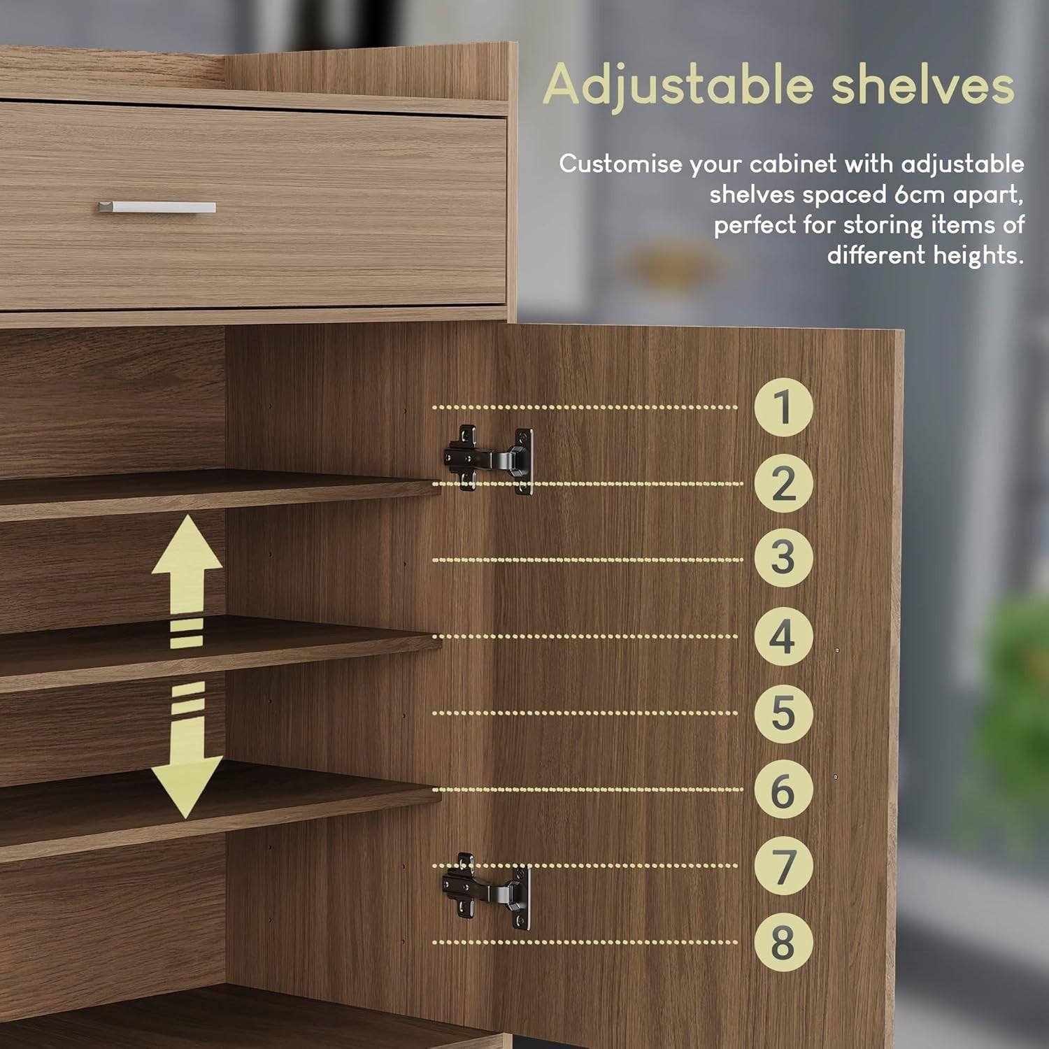 Modern Shoe Cabinet Oak Finish | 2 Door 1 Drawer Storage Unit Hallway Organiser
