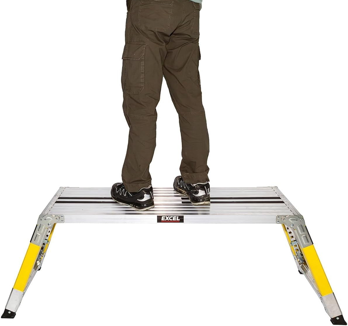 2x Fibreglass Folding Work Platforms Adjustable Height 1200x350 Heavy Duty
