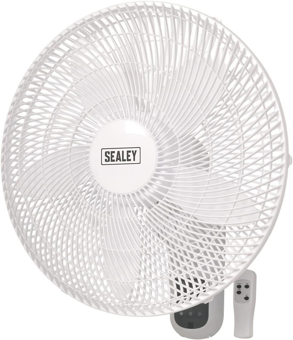 Wall Fan 18 Inch 3-Speed Oscillating Remote Control Mounted Cooling Airflow 230V
