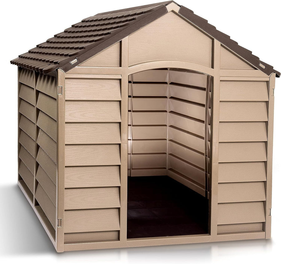Heavy Duty Large Plastic Dog Kennel Outdoor Weatherproof Pet Shelter Brown