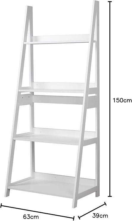 Modern White 4-Tier Wooden Ladder Shelf Unit – Stylish Display & Storage Rack