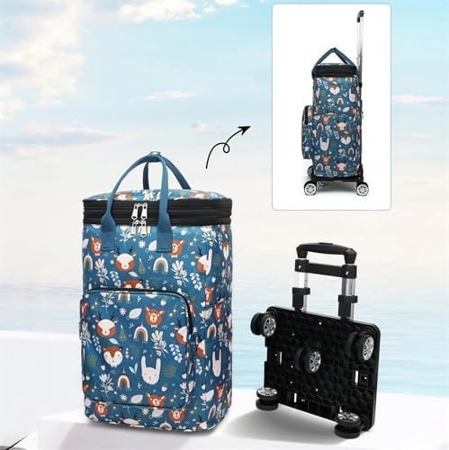 Insulated Folding Shopping Trolley Bag Wheels Telescopic Handle Large