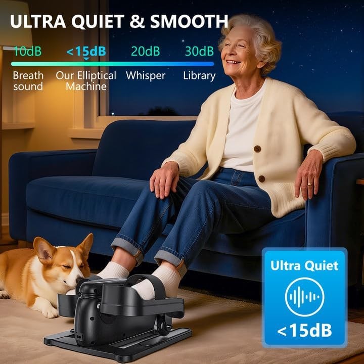 Under Desk Elliptical Pedal Exerciser Electric Quiet Leg Trainer Remote