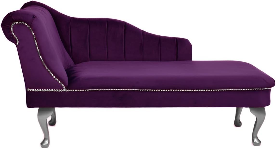 Velvet Chaise Lounge Left Hand Tufted Accent Sofa Amethyst Chair Bedroom 133cm