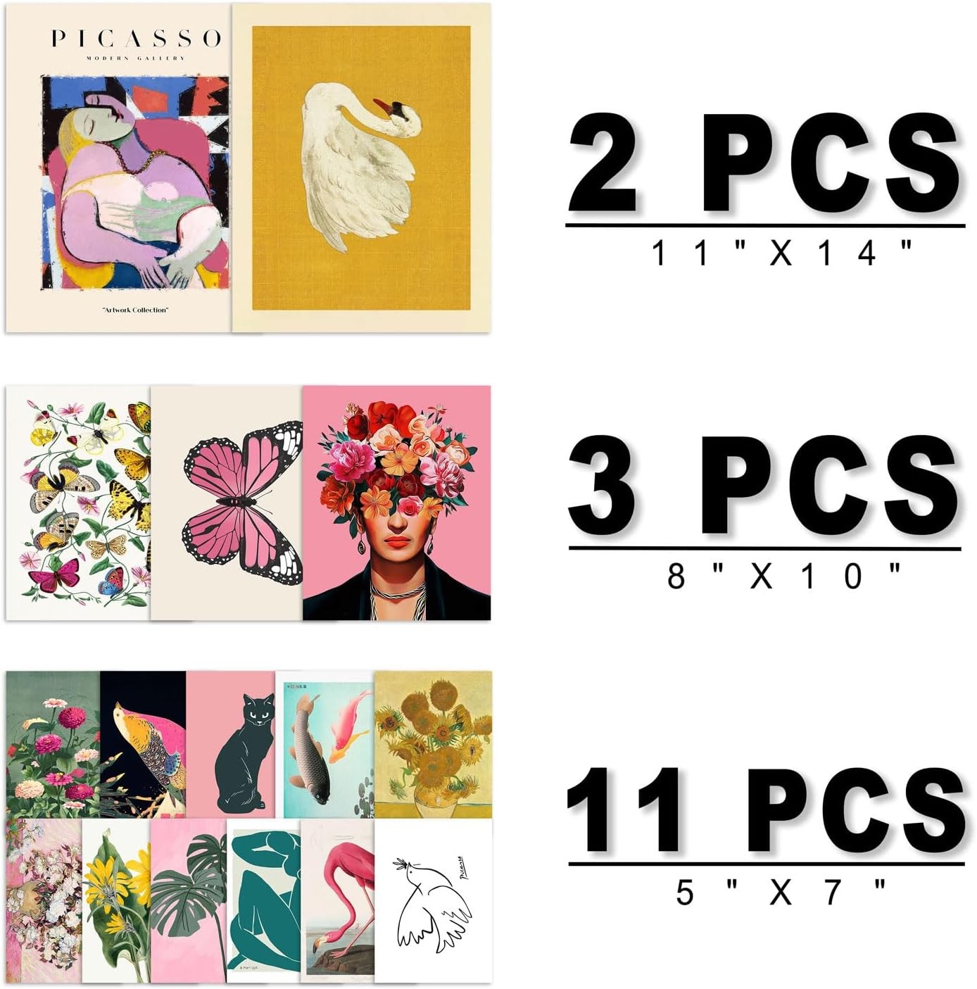 16pc Eclectic Wall Art Set Modern Maximalist Gallery Prints 11x14
