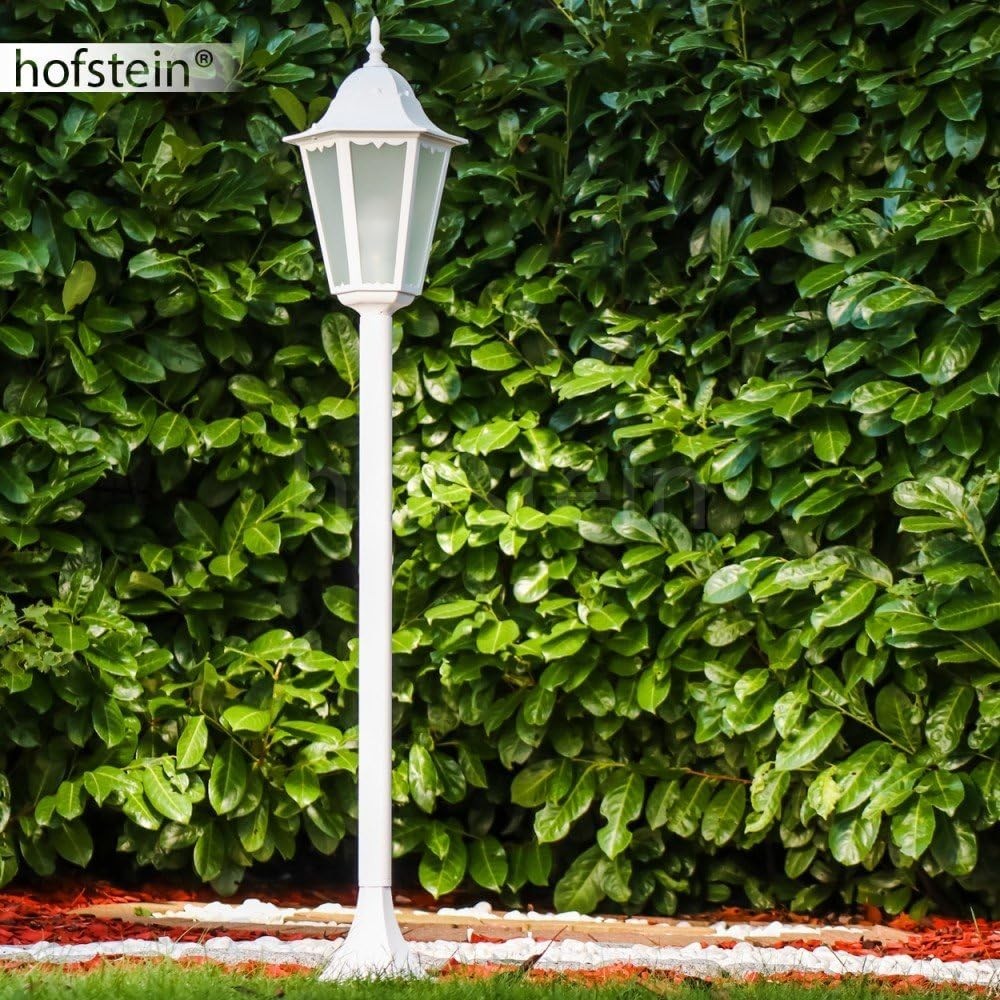 Hong Kong Frost Outdoor Floor Lamp, White Antique Look Path Light, E27 Socket