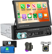 7" Single Din Car Stereo Wired CarPlay Android Auto Bluetooth FM