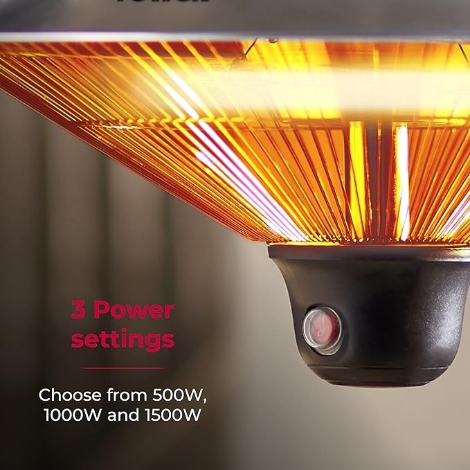 Outdoor Hanging Infrared Patio Heater 1500W Remote LED Light Waterproof