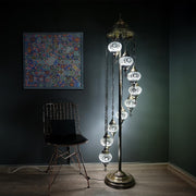 Turkish Mosaic Floor Lamp 9 Globe Standing Light White 70in Boho Decor