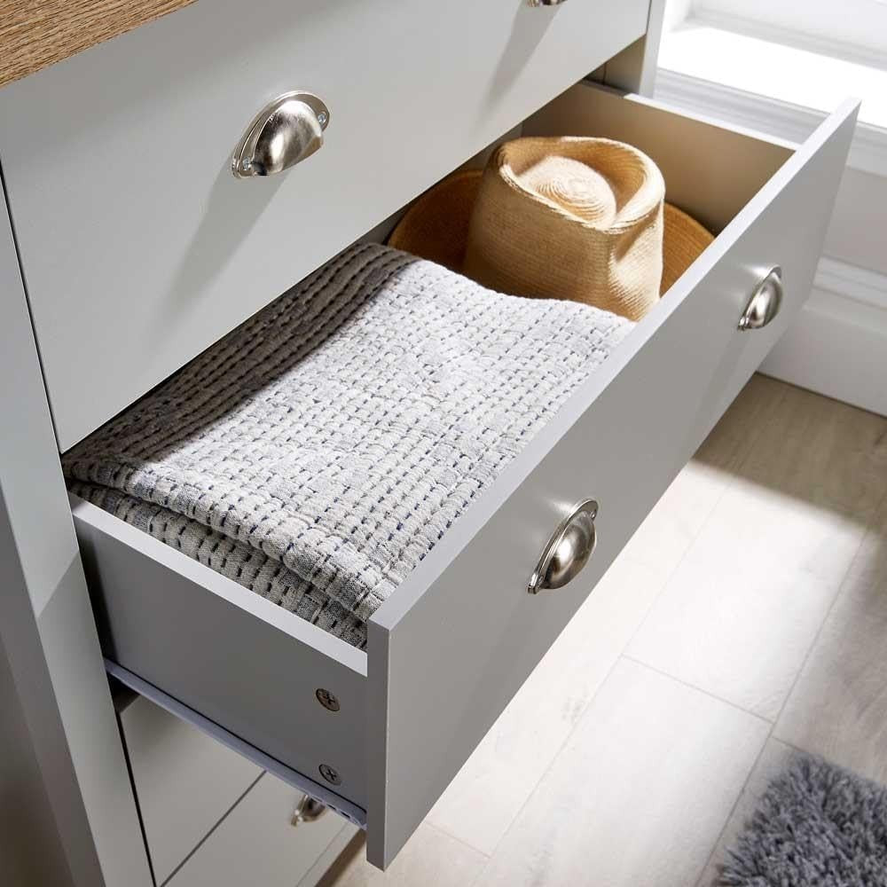 Grey 4 Drawer Chest Bedroom Storage Unit Modern Oak Effect Tall Cabinet