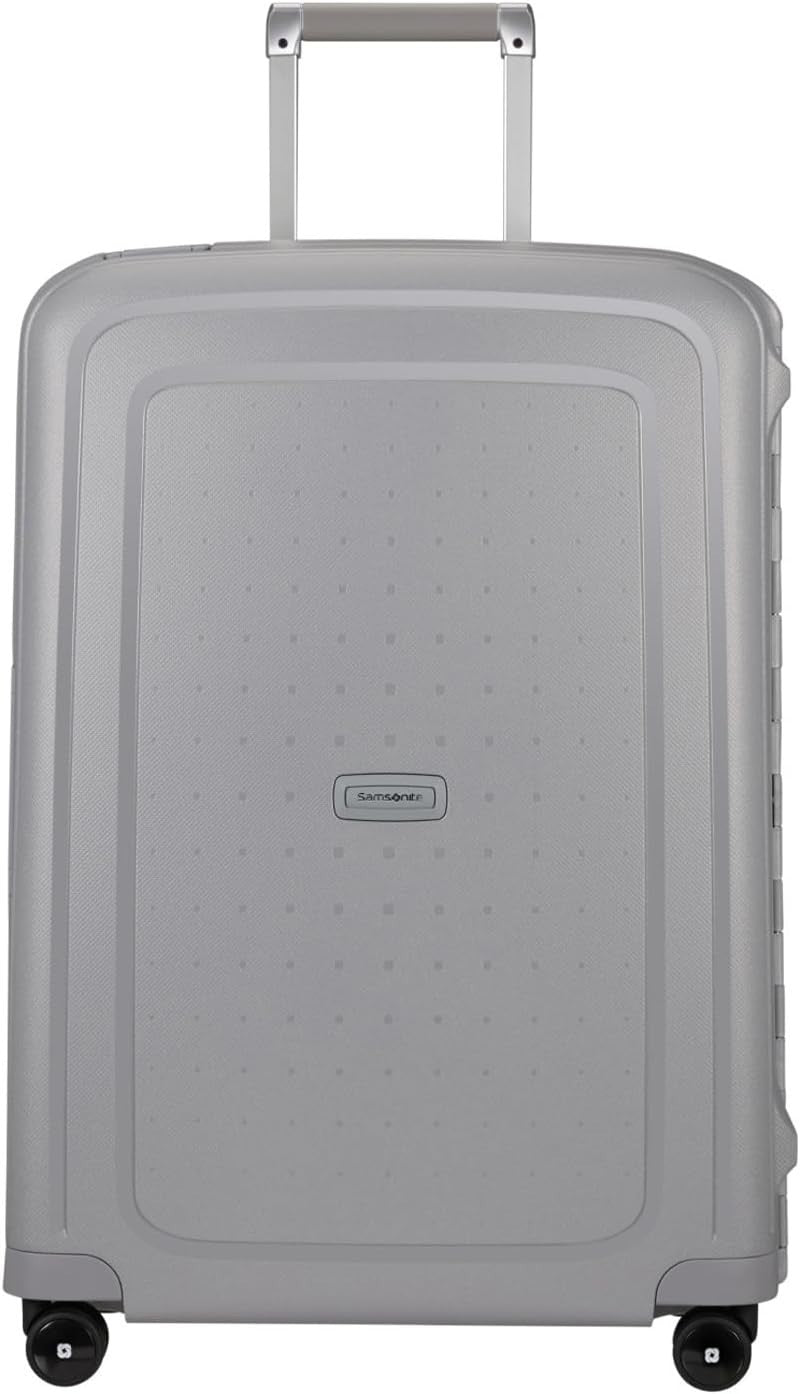 69cm Silver Medium Check In Suitcase Hard Shell TSA Lock Spinner Wheels 79L