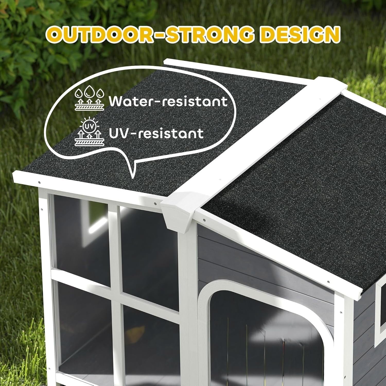 Outdoor Wooden Dog Kennel Charcoal Grey | Large Pet House with Roof & Floor