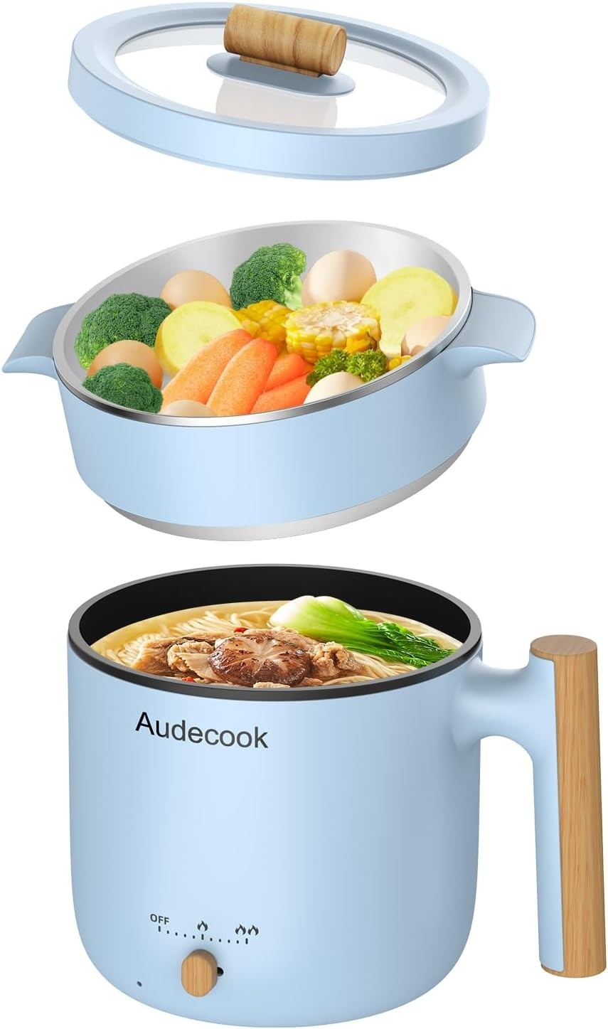 Electric 1.8L Portable Hot Pot with Steamer | Non-Stick Cooker for Soup & Ramen