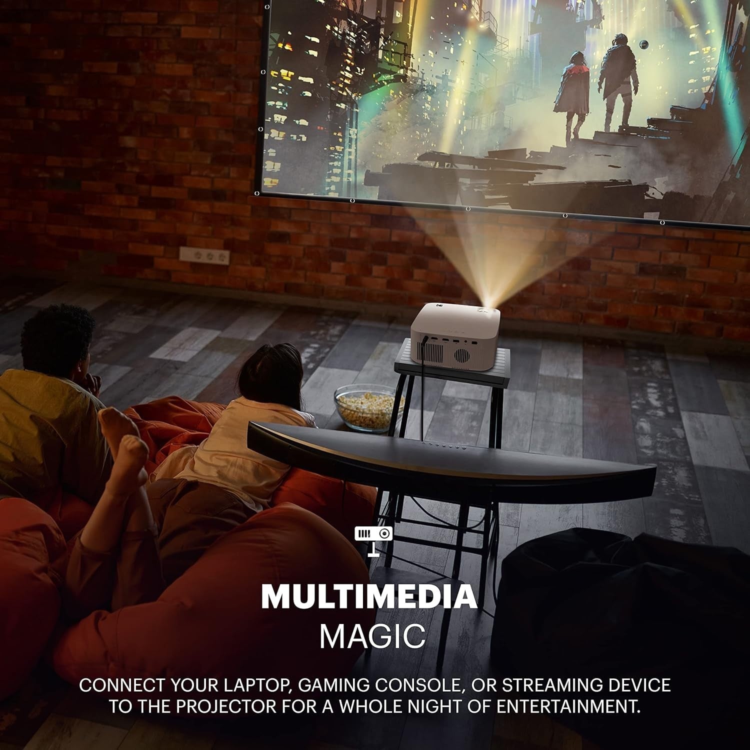 1080P Mini Projector Kit 100" Screen Tripod HDMI Portable Home Theater