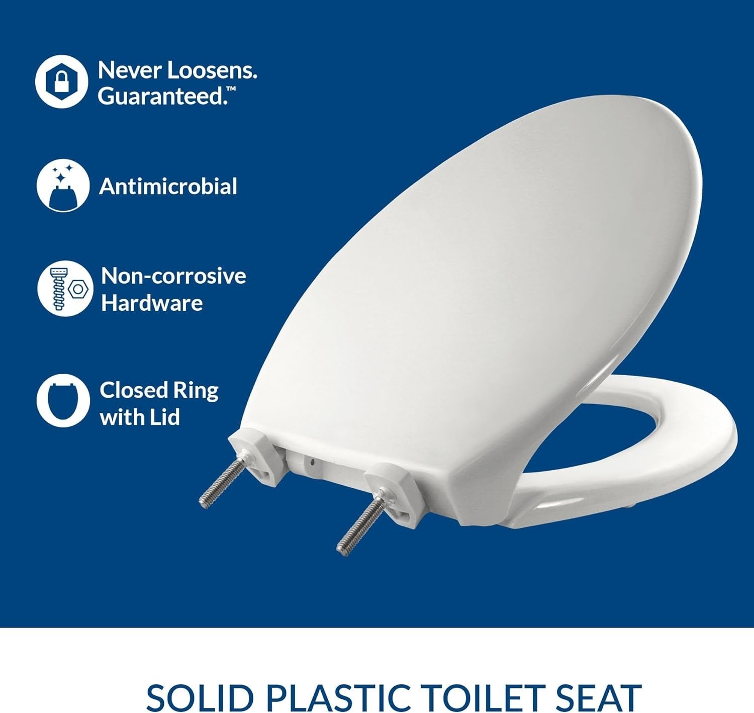 White Closed Front Toilet Seat | Commercial, Heavy-Duty, Stay-Tite