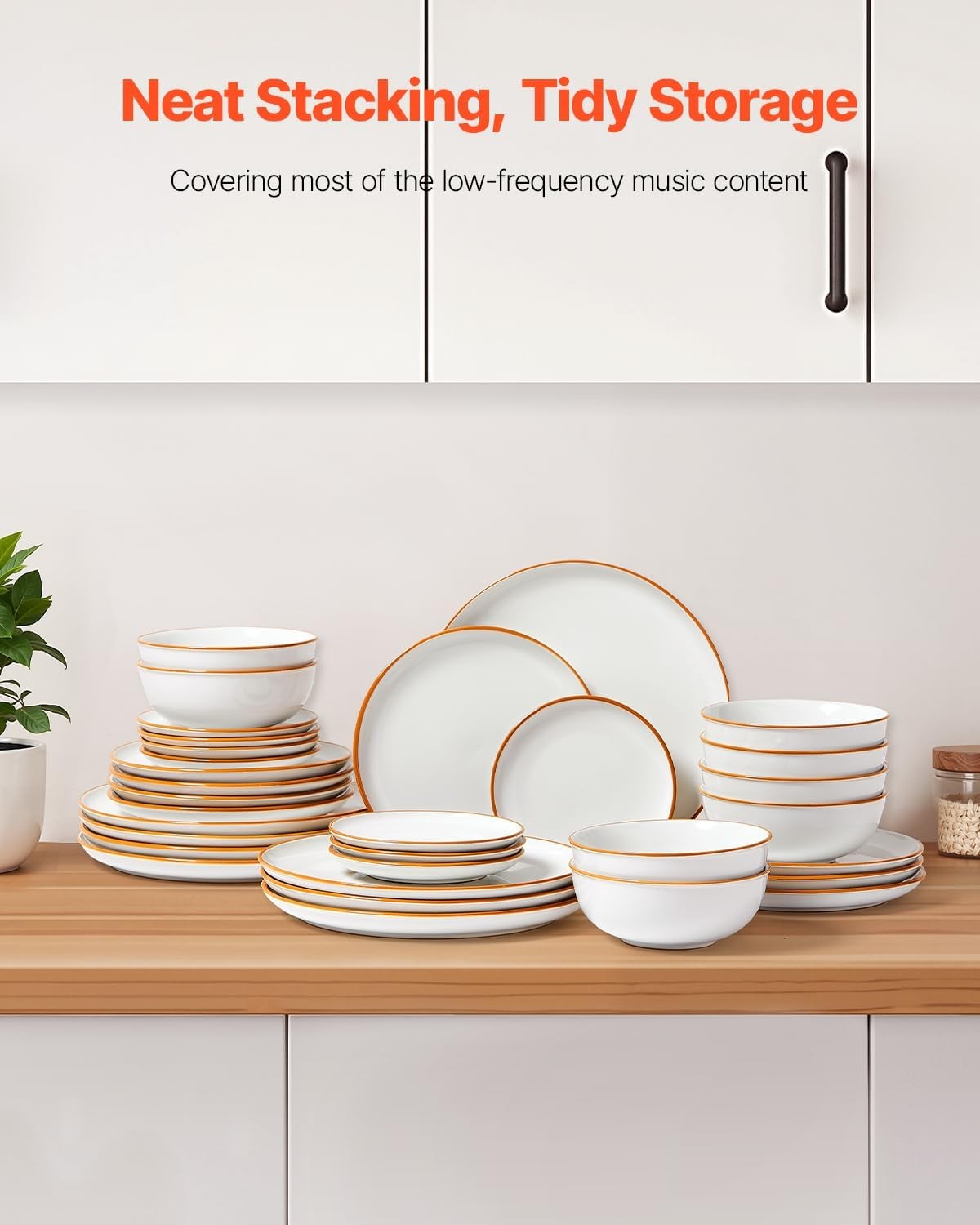 32pc Ceramic Dinner Set Plates Bowls Scratch Resistant Microwave Dishwasher