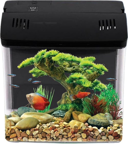 Betta Fish Tank Desktop Aquarium w/ Silent Filter Self Cleaning System