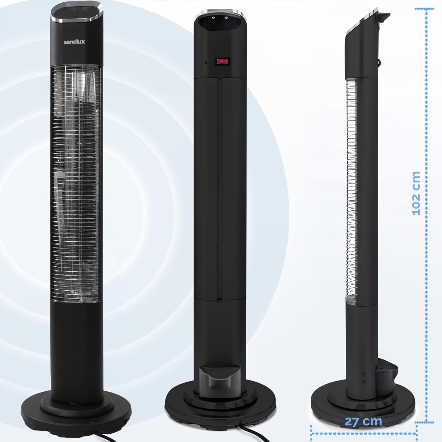 2000W Infrared Patio Heater Tower | 9 Heat Levels, Remote, Timer, Safe