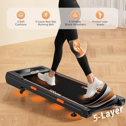 Compact Under Desk Walking Treadmill 12% Incline 320LBS Shock Absorbent