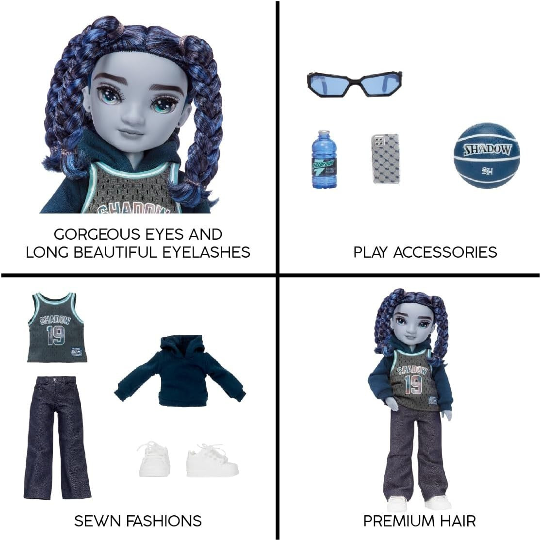 Blue Fashion Doll Boy Outfit 10+ Accessories Articulated Stand