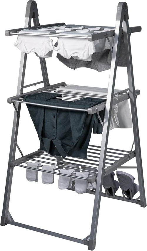 Heated Clothes Airer 3 Tier Electric Folding Drying Rack Indoor Energy