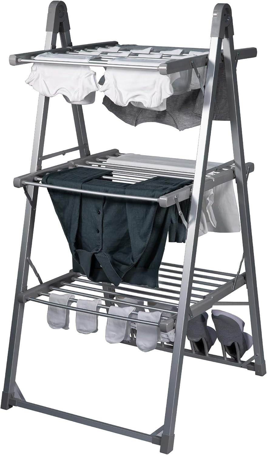 Heated Clothes Airer 3 Tier Electric Folding Drying Rack Indoor Energy