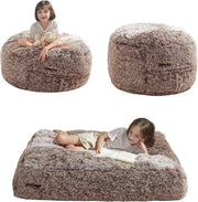 Plush Kids Bean Bag Chair Bed Sofa Lounger - Foldable, Washable, XL