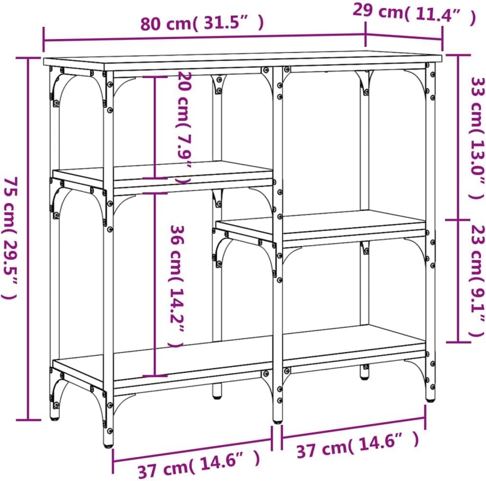 Slim Console Table with Shelves – Narrow Entryway Sofa Table 80x29x75cm