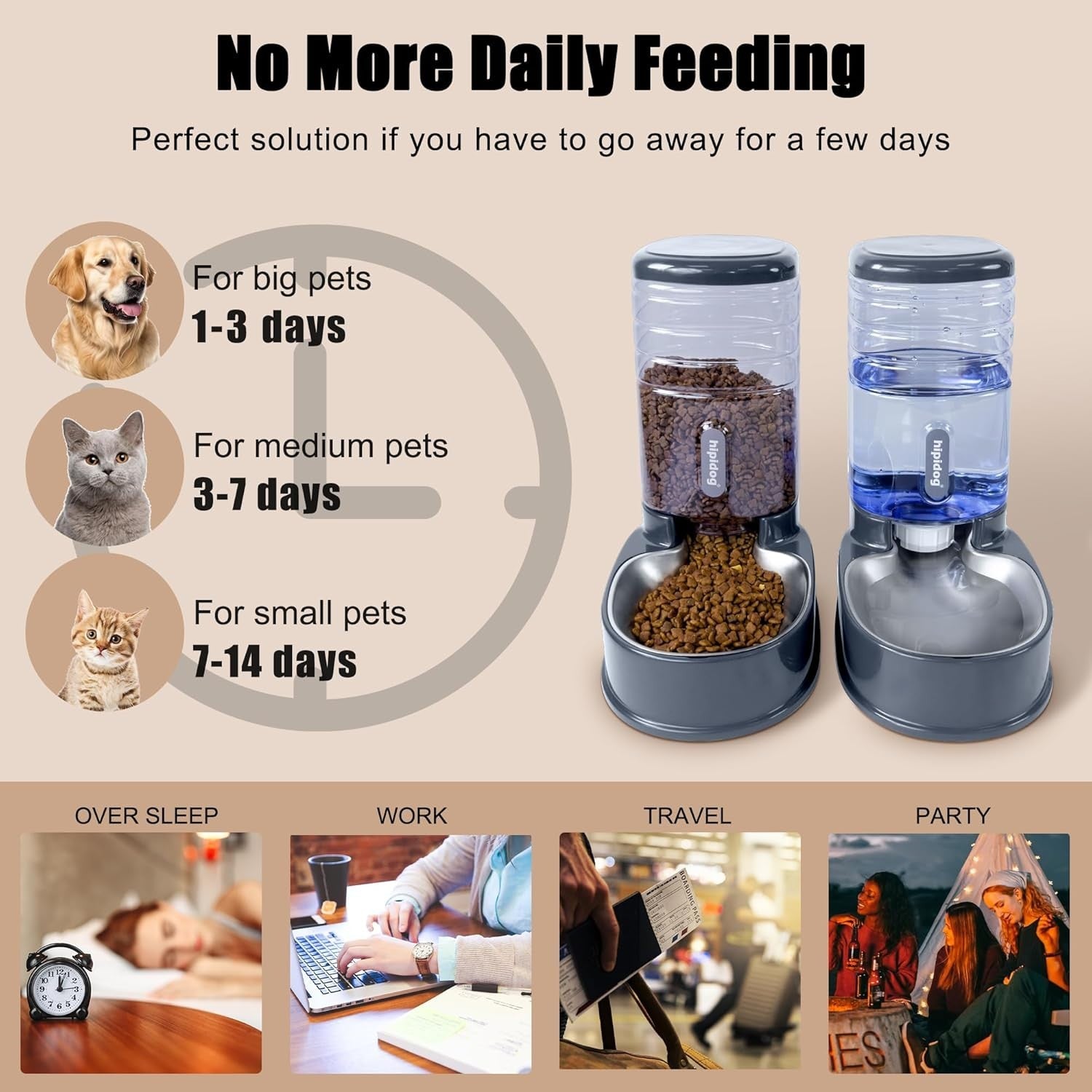 Gravity Pet Feeder & Water Dispenser Set 3.8L Stainless Steel Bowls