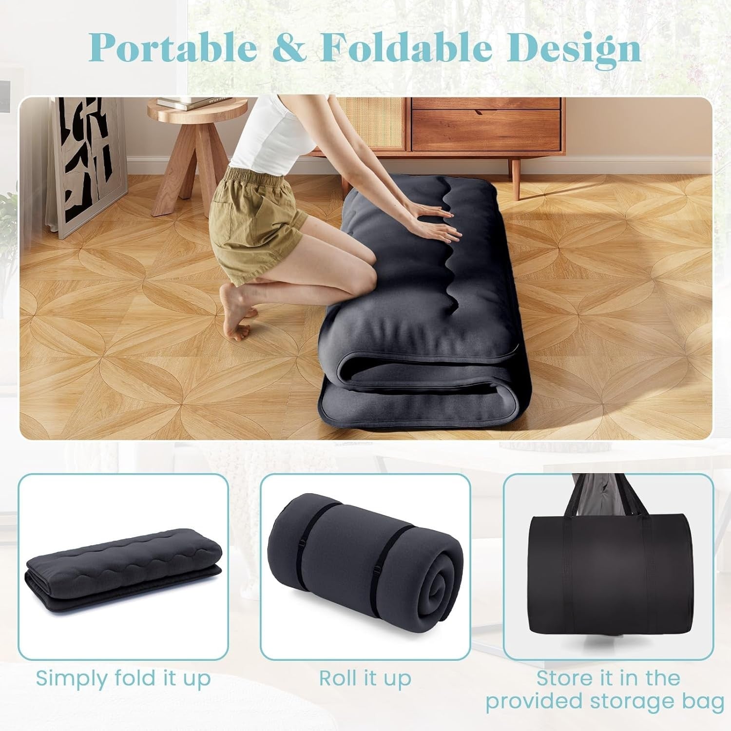 10cm Thick Japanese Floor Mattress King Size Foldable Tatami Futon Sleeping Pad