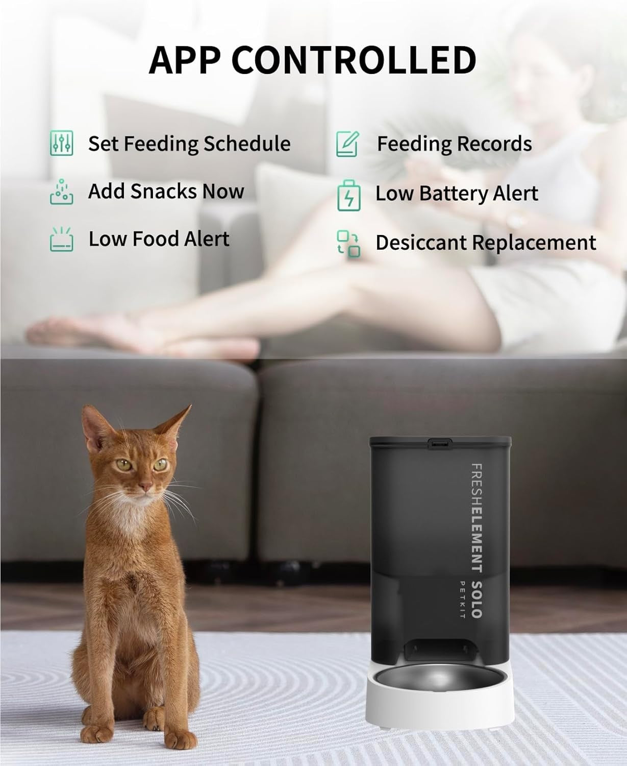 Smart WiFi Pet Feeder 3L Auto Food Dispenser Stainless Steel Bowl