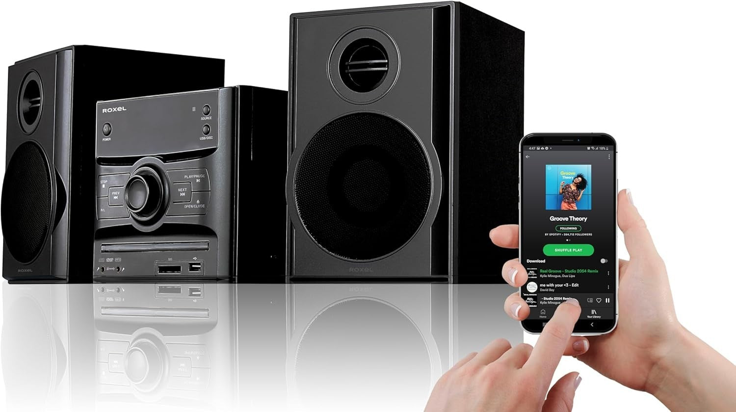 Compact Hi-Fi CD DVD Player Stereo System Bluetooth FM USB 40W Karaoke Remote