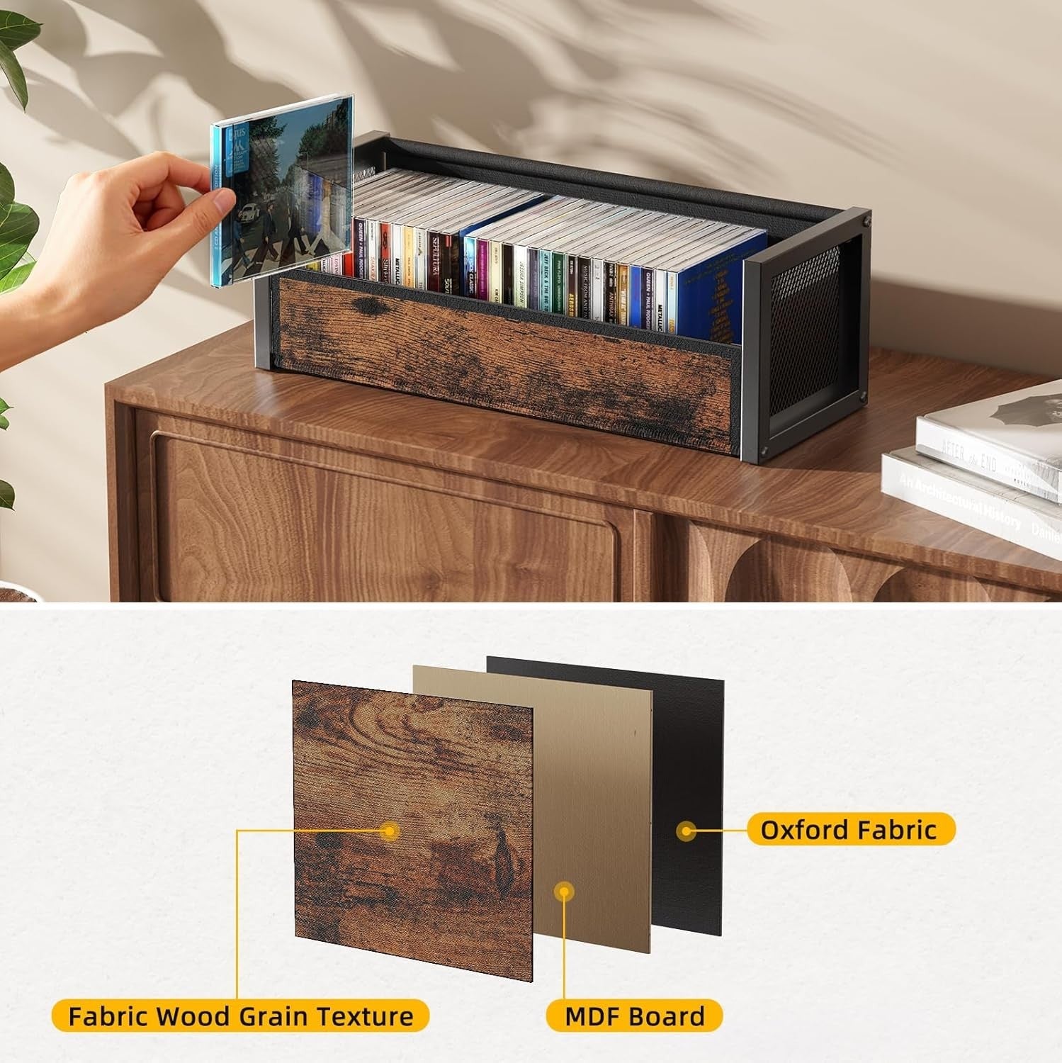 CD Storage Case Holder Rack Shelf Organizer Display Stand Holds 40 CDs Brown