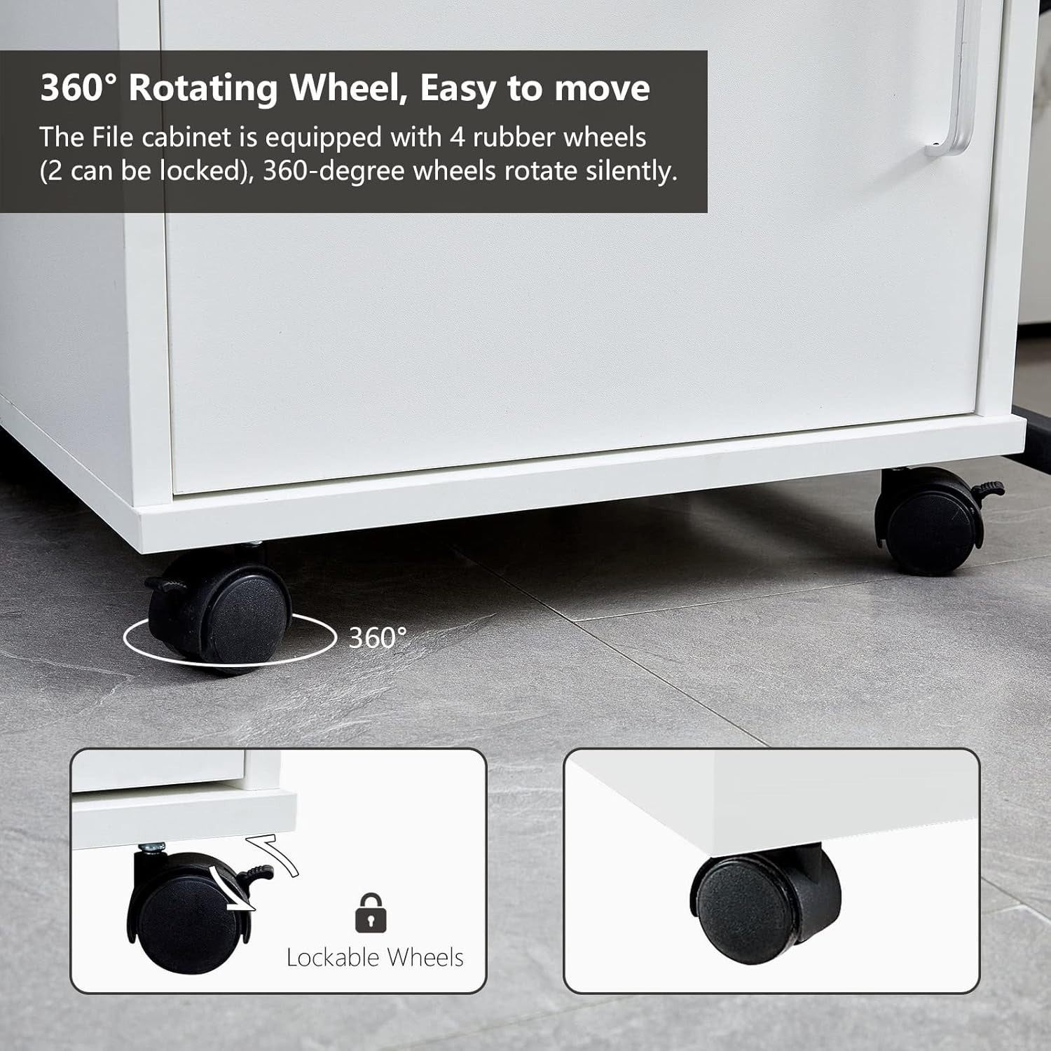 Locking Mobile File Cabinet Drawer Door Under Desk A4 Storage Unit