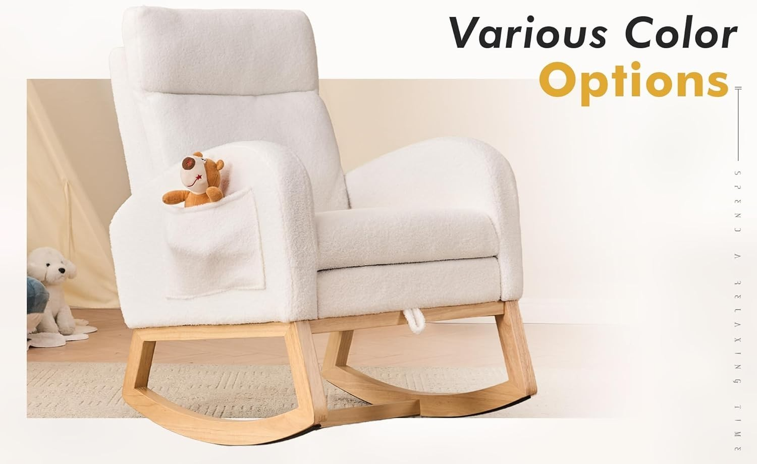 Rocking Chair w/ Footrest & Side Pocket – Wide Seat, Full Body Support