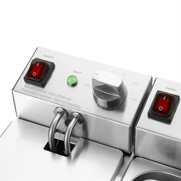 Commercial Double Deep Fat Fryer 6L 4000W Twin Tank Countertop Stainless