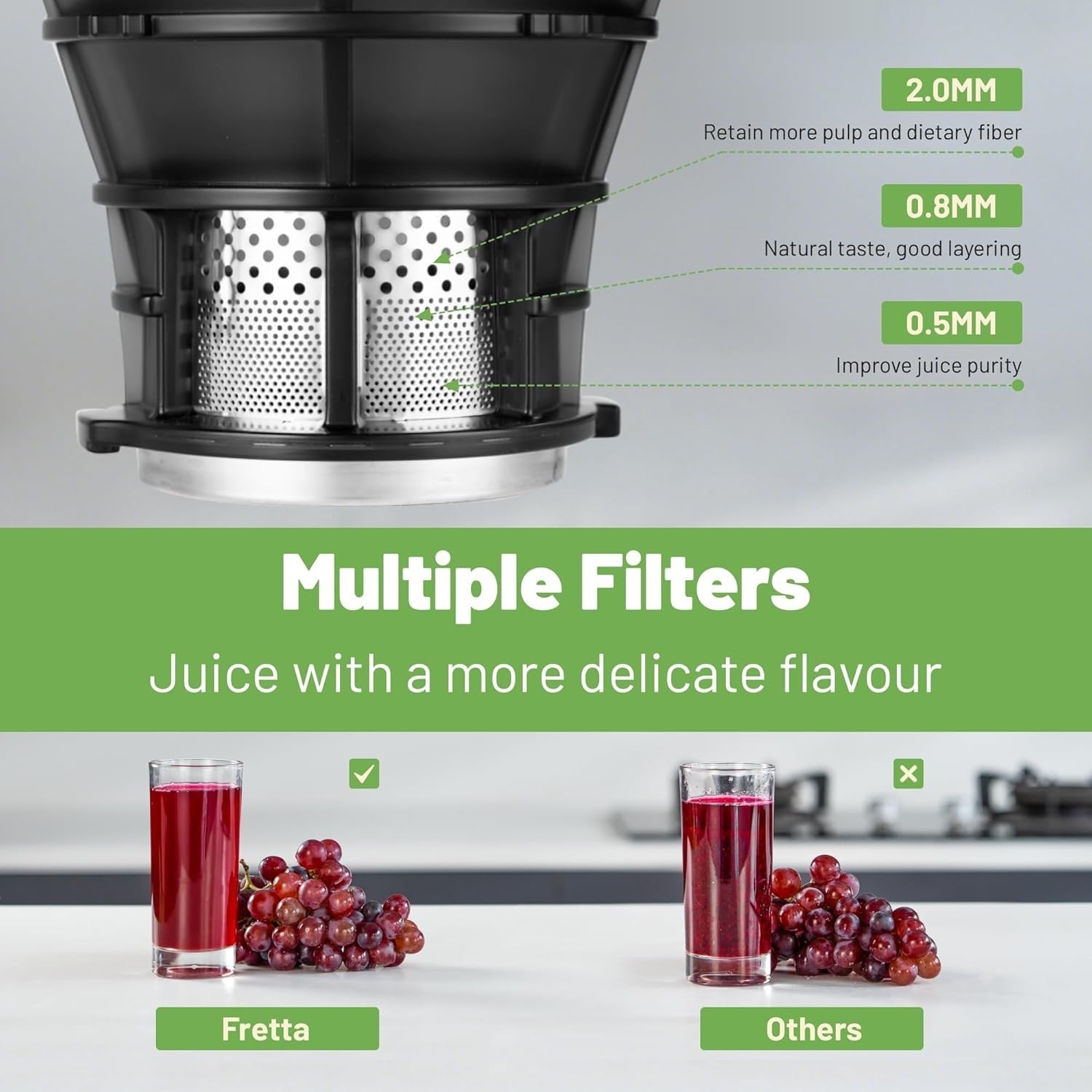 Cold Press Juicer 135mm Feed Chute Whole Fruit Slow Masticating 250W