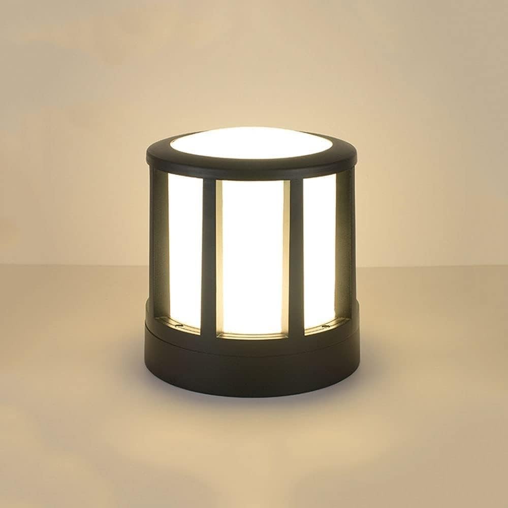 IP54 Outdoor Post Light, Acrylic Dome E27 Pillar Lamp – Black (A)