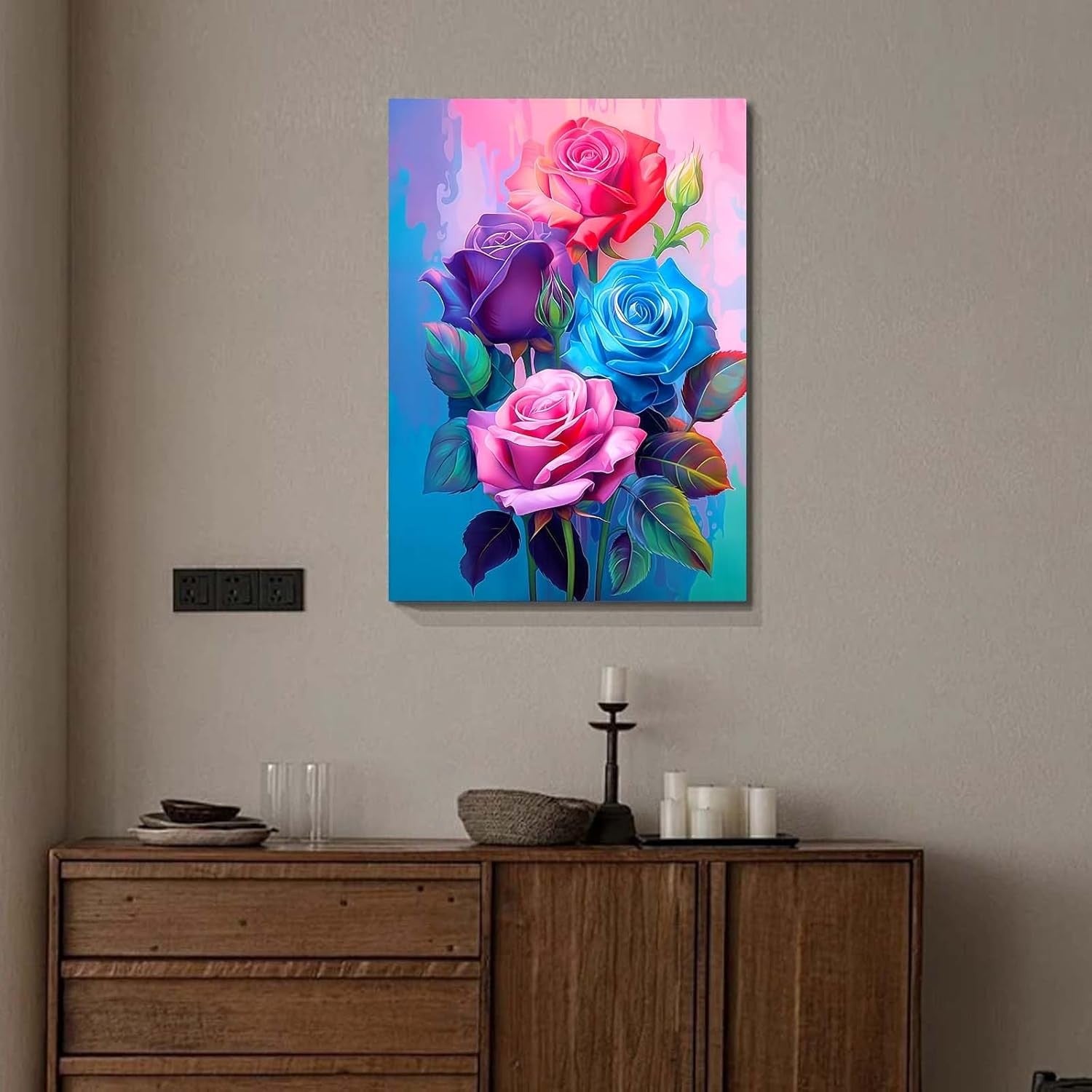 Framed Rose Canvas Wall Art 12x16in Waterproof Floral Print