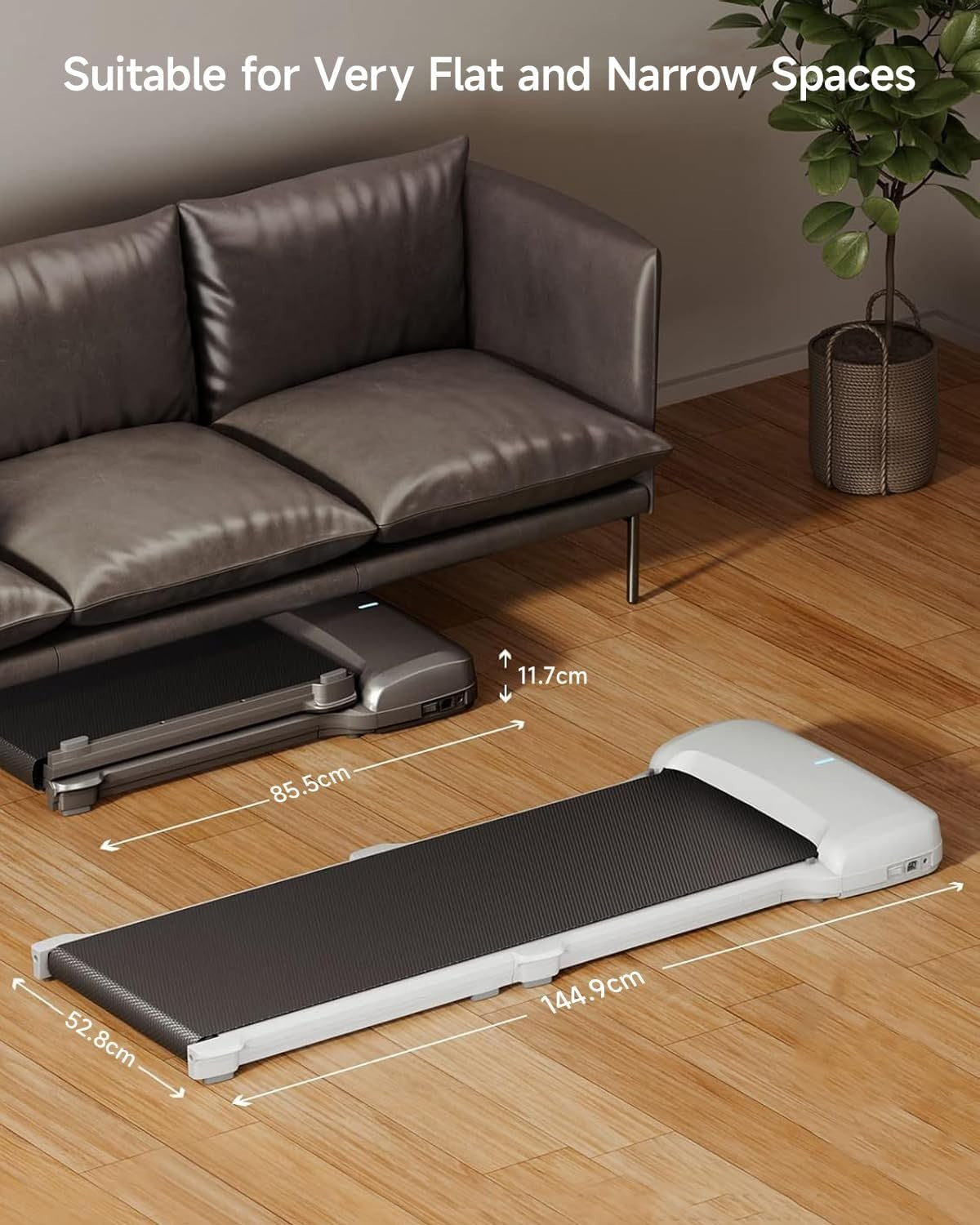 Ultra Slim Under Desk Walking Treadmill Foldable Quiet 6km/h Remote App