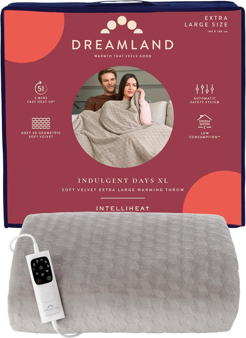 XL Heated Electric Throw Blanket Fast Heat Timer Washable Luxury Velvet