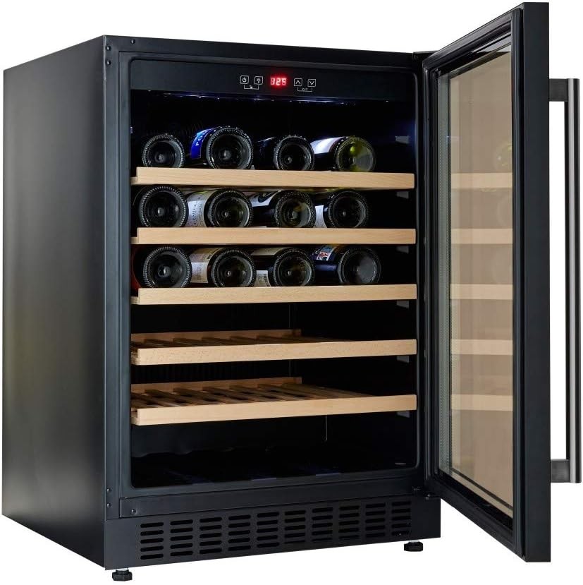 60cm Under Counter Wine Fridge 54 Bottle Glass Door Digital Temp Control