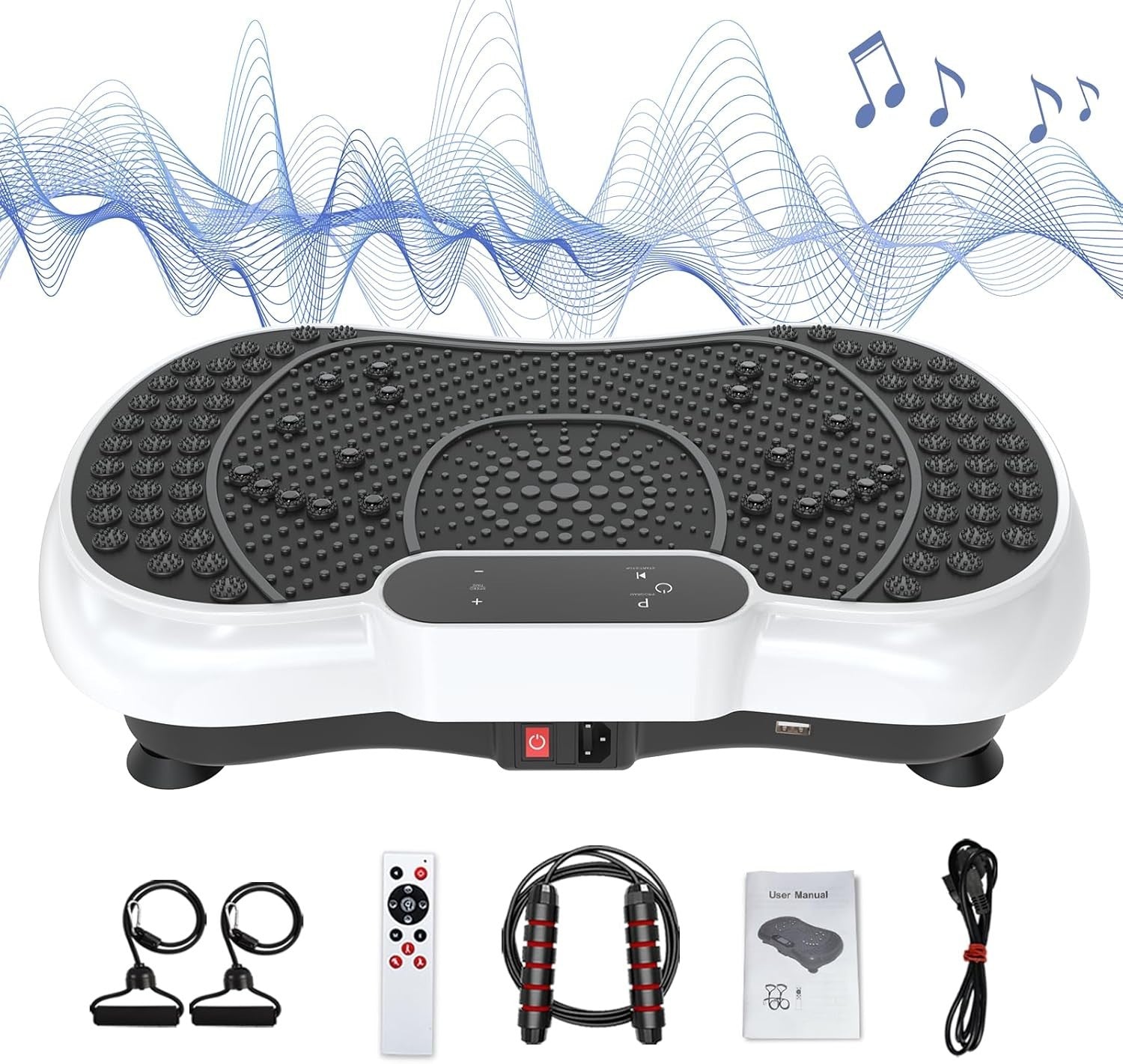 Pearl White Vibration Plate Exercise Machine 100 Speeds 450lb Home Workout