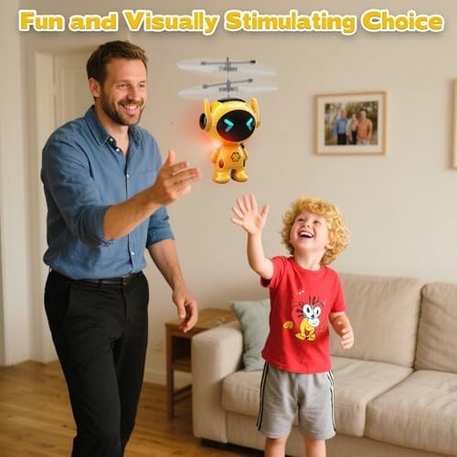 Hand Sensing Robot Drone for Kids 3+, LED Lights, USB Charging Toy
